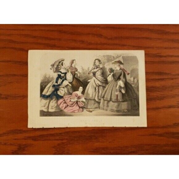 Antique Godeys Print Victorian Fashion 1859 April Fool - Picture 1 of 5